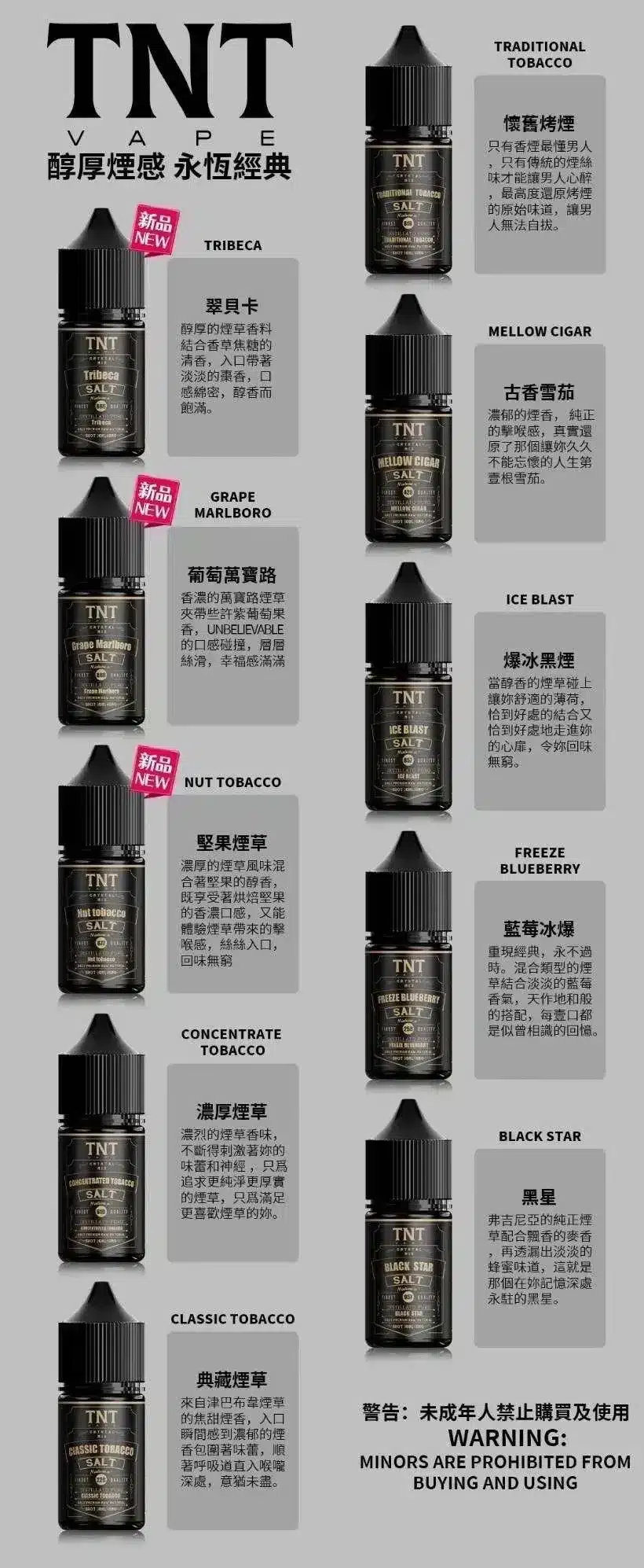 原裝正品 tnt菸草系列 小煙油
